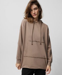 Kobieta OUTHORN | Bluza Oversize Z Kapturem Damska - Brazowa