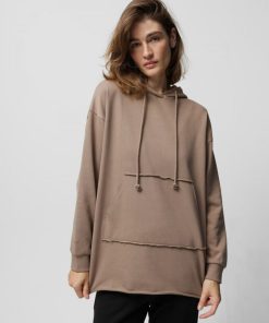 Kobieta OUTHORN Bluzy Oversize | Bluza Oversize Z Kapturem Damska - Brazowa