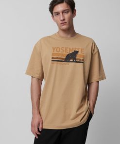 Kobieta OUTHORN Koszulki Oversize | T-Shirt Oversize Z Nadrukiem Meski - Zolty