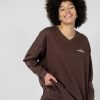 Kobieta OUTHORN Bluzy Bez Kaptura | Bluza Oversize Z Haftem Damska - Brazowa