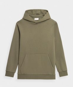 Mezczyzna OUTHORN Bluzy Z Kapturem | Bluza Nierozpinana Z Kapturem Meska - Khaki