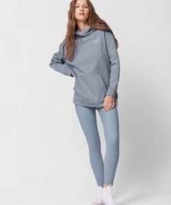 Kobieta OUTHORN Bluzy Oversize | Bluza Oversize Z Kapturem Damska - Niebieska