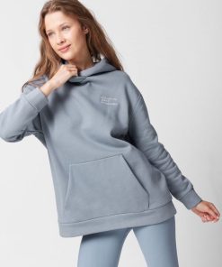 Kobieta OUTHORN Bluzy Oversize | Bluza Oversize Z Kapturem Damska - Niebieska