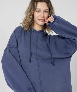 Kobieta OUTHORN Bluzy Oversize | Bluza Oversize Acid Wash Damska - Granatowa