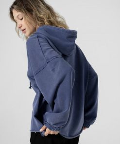 Kobieta OUTHORN Bluzy Oversize | Bluza Oversize Acid Wash Damska - Granatowa