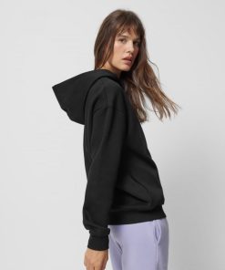 Kobieta OUTHORN Bluzy Oversize | Bluza Nierozpinana Z Kapturem Damska - Czarna