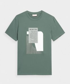 Mezczyzna OUTHORN Z Krotkim Rekawem | T-Shirt Z Nadrukiem Meski - Morski