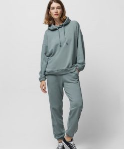 Kobieta OUTHORN Bluzy Z Kapturem | Bluza Oversize Z Kapturem Damska - Morska