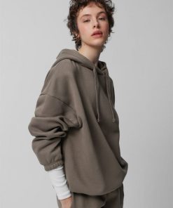 Kobieta OUTHORN Bluzy Z Kapturem | Bluza Oversize Z Kapturem Damska - Khaki