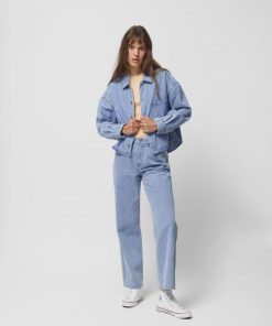 Kobieta OUTHORN Kurtki Casual | Koszula Oversize Jeansowa Damska - Niebieska