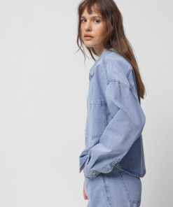 Kobieta OUTHORN Kurtki Casual | Koszula Oversize Jeansowa Damska - Niebieska