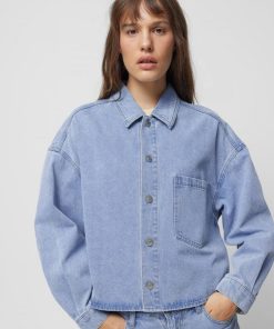 Kobieta OUTHORN Kurtki Casual | Koszula Oversize Jeansowa Damska - Niebieska