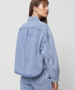 Kobieta OUTHORN Kurtki Casual | Koszula Oversize Jeansowa Damska - Niebieska