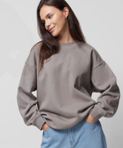 Kobieta OUTHORN Bluzy Bez Kaptura | Bluza Oversize Bez Kaptura Damska - Brazowa