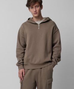 Mezczyzna OUTHORN | Bluza Oversize Z Kapturem Meska - Khaki