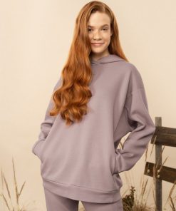 Kobieta OUTHORN Bluzy Z Kapturem | Bluza Oversize Z Kapturem Damska - Fioletowa