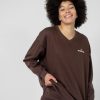 Kobieta OUTHORN Bluzy Oversize | Bluza Oversize Z Haftem Damska - Brazowa