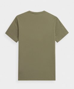 Mezczyzna OUTHORN Z Krotkim Rekawem | T-Shirt Z Dekoltem W Serek Meski - Oliwkowy/Khaki