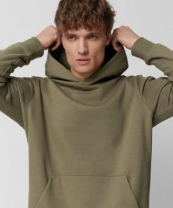 Mezczyzna OUTHORN Bluzy Z Kapturem | Bluza Nierozpinana Z Kapturem Meska - Khaki