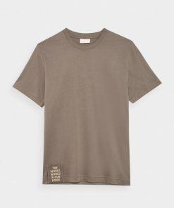 Mezczyzna OUTHORN Z Krotkim Rekawem | T-Shirt Z Nadrukiem Meski - Khaki