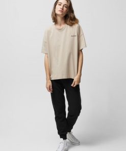 Kobieta OUTHORN Koszulki Oversize | T-Shirt Oversize Z Nadrukiem Damski - Bezowy