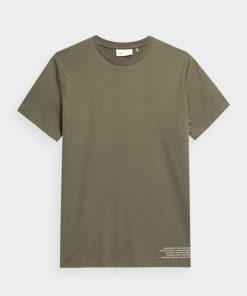 Mezczyzna OUTHORN Z Krotkim Rekawem | T-Shirt Z Nadrukiem Meski - Oliwkowy/Khaki