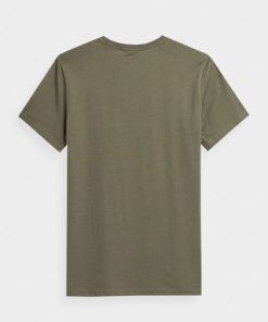 Mezczyzna OUTHORN Z Krotkim Rekawem | T-Shirt Z Nadrukiem Meski - Oliwkowy/Khaki