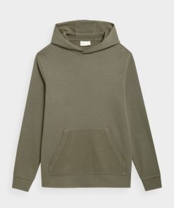 Mezczyzna OUTHORN Bluzy Z Kapturem | Bluza Nierozpinana Z Kapturem Meska - Khaki