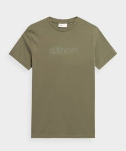 Mezczyzna OUTHORN Z Krotkim Rekawem | T-Shirt Z Nadrukiem Meski - Oliwkowy/Khaki