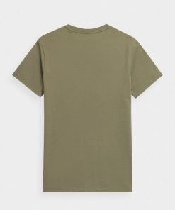 Mezczyzna OUTHORN Z Krotkim Rekawem | T-Shirt Z Nadrukiem Meski - Oliwkowy/Khaki