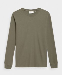 Kobieta OUTHORN Z Dlugim Rekawem | Longsleeve Z Dzianiny Waflowej Damski - Oliwkowy/Khaki