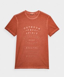 Mezczyzna OUTHORN Z Krotkim Rekawem | T-Shirt Z Nadrukiem Meski - Czerwony