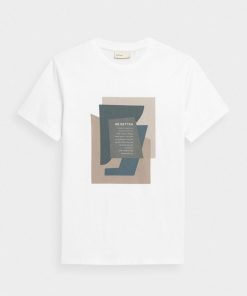 Mezczyzna OUTHORN Z Krotkim Rekawem | T-Shirt Z Nadrukiem Meski - Bialy