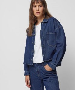 Kobieta OUTHORN Kurtki Casual | Koszula Oversize Jeansowa Damska - Granatowa