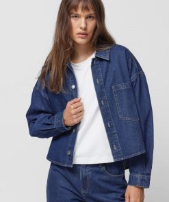 Kobieta OUTHORN Kurtki Casual | Koszula Oversize Jeansowa Damska - Granatowa