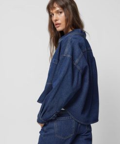 Kobieta OUTHORN Kurtki Casual | Koszula Oversize Jeansowa Damska - Granatowa