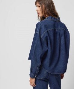 Kobieta OUTHORN Kurtki Casual | Koszula Oversize Jeansowa Damska - Granatowa