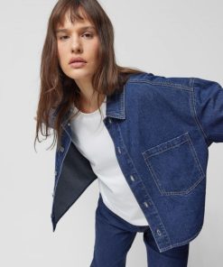 Kobieta OUTHORN Kurtki Casual | Koszula Oversize Jeansowa Damska - Granatowa