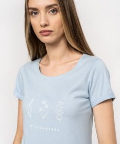 Kobieta OUTHORN Koszulki Oversize | T-Shirt Z Nadrukiem Damski - Niebieski