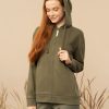 Kobieta OUTHORN Bluzy Z Kapturem | Bluza Rozpinana Z Kapturem Damska - Oliwkowa/Khaki