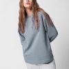 Kobieta OUTHORN Bluzy Bez Kaptura | Bluza Oversize Bez Kaptura Damska - Niebieska