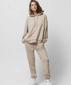 Kobieta OUTHORN Bluzy Oversize | Bluza Oversize Z Kapturem Damska - Bezowa