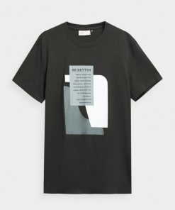 Mezczyzna OUTHORN Z Krotkim Rekawem | T-Shirt Z Nadrukiem Meski - Szary