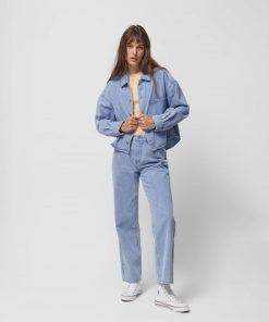 Kobieta OUTHORN Kurtki Oversize | Koszula Oversize Jeansowa Damska - Niebieska