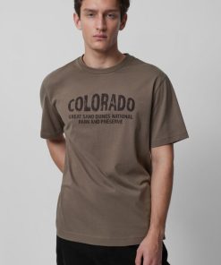 Mezczyzna OUTHORN Z Krotkim Rekawem | T-Shirt Z Nadrukiem Meski - Khaki