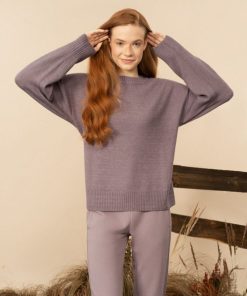 Kobieta OUTHORN | Sweter Oversize Damski - Fioletowy