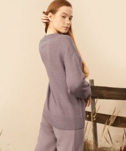 Kobieta OUTHORN | Sweter Oversize Damski - Fioletowy