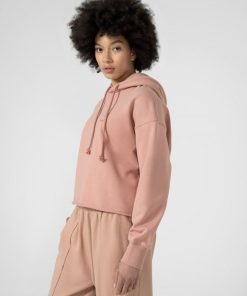 Kobieta OUTHORN Bluzy Z Kapturem | Bluza Oversize Z Kapturem Damska - Koralowa