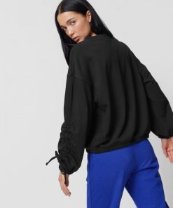 Kobieta OUTHORN Bluzy Bez Kaptura | Bluza Oversize Bez Kaptura Damska - Czarna