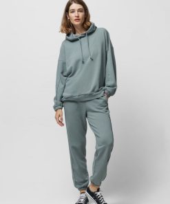 Kobieta OUTHORN Bluzy Oversize | Bluza Oversize Z Kapturem Damska - Morska